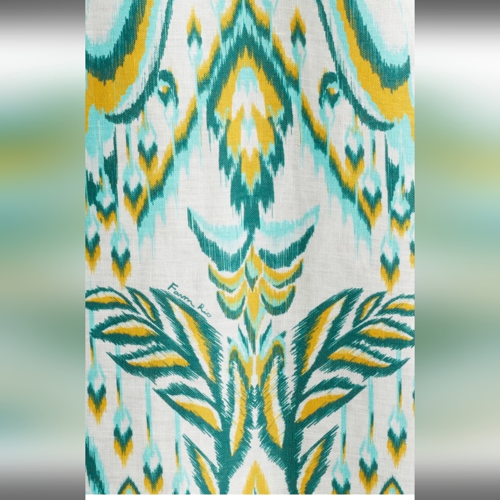 FARM RIO HALTER NECK TROPICAL LINEN MAXI SUNDRESS IN GREEN / SIZE:LARGE - Picture 6 of 16